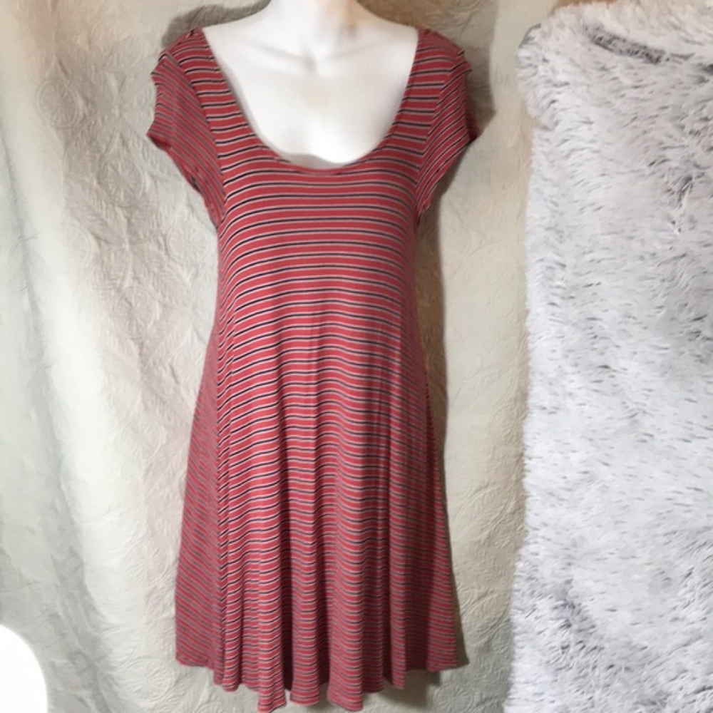 AE Outfitters striped mini Dress open back rib shirt look size M - Picture 5 of 8